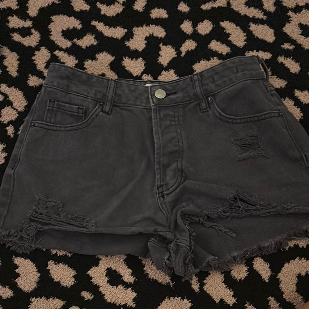 PacSun Black Jean Shorts Distressed Hem